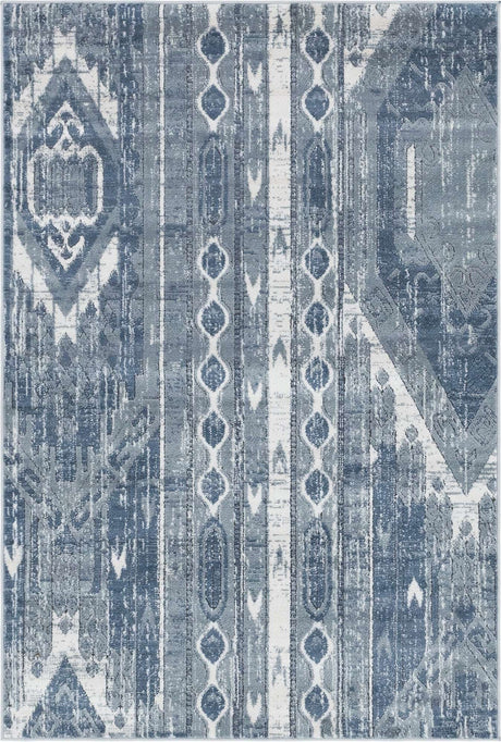 Blue Gray 4' 1 x 6' 1 Portland Rectangle Area Rug 85% Polypropylene & 15% Polyester Vintage Distressed Traditional Carpet for Home Decor for Sale at Rug Engine
