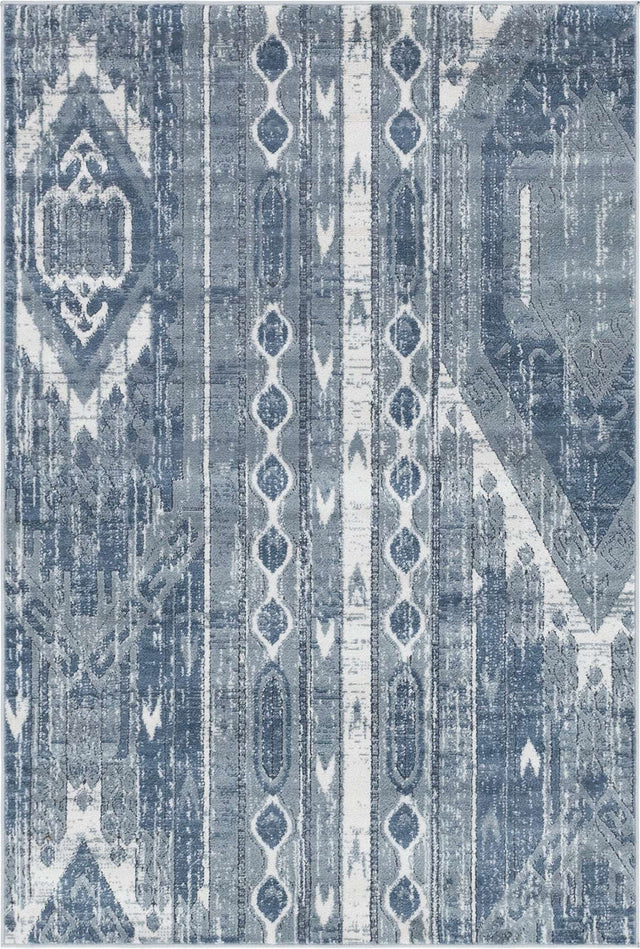 Blue Gray 4' 1 x 6' 1 Portland Rectangle Area Rug 85% Polypropylene & 15% Polyester Vintage Distressed Traditional Carpet for Home Decor for Sale at Rug Engine