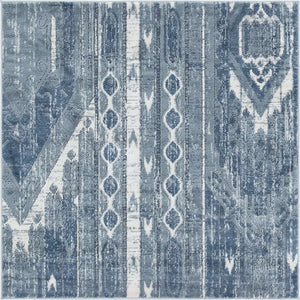 Blue Gray 4' 1 x 4' 1 Portland Square Area Rug 85% Polypropylene & 15% Polyester Vintage Distressed Traditional Carpet for Home Decor for Sale at Rug Engine