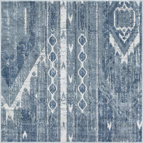 Blue Gray 4' 1 x 4' 1 Portland Square Area Rug 85% Polypropylene & 15% Polyester Vintage Distressed Traditional Carpet for Home Decor for Sale at Rug Engine