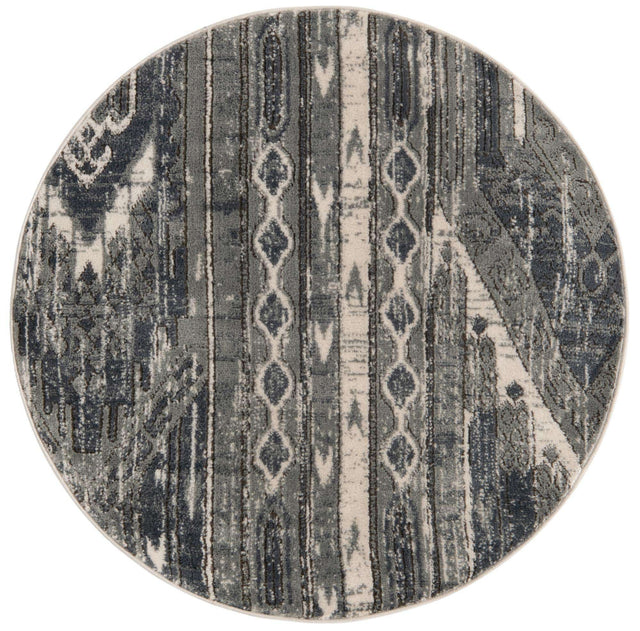 Blue Gray 3' 1 x 3' 1 Portland Round Area Rug 85% Polypropylene & 15% Polyester Vintage Distressed Traditional Carpet for Home Decor for Sale at Rug Engine