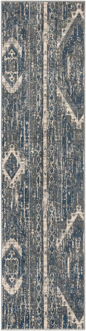 Blue Gray 2' x 8' Portland Runner Area Rug 85% Polypropylene & 15% Polyester Vintage Distressed Traditional Carpet for Home Decor for Sale at Rug Engine