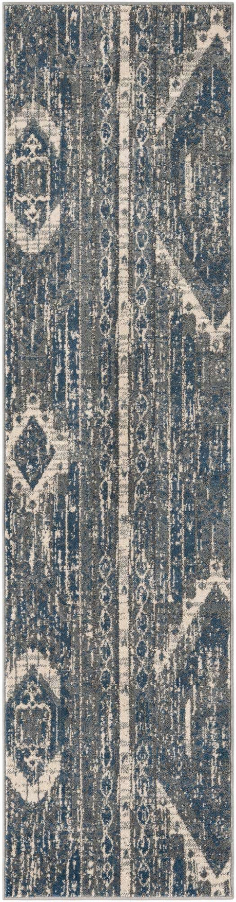 Blue Gray 2' x 8' Portland Runner Area Rug 85% Polypropylene & 15% Polyester Vintage Distressed Traditional Carpet for Home Decor for Sale at Rug Engine