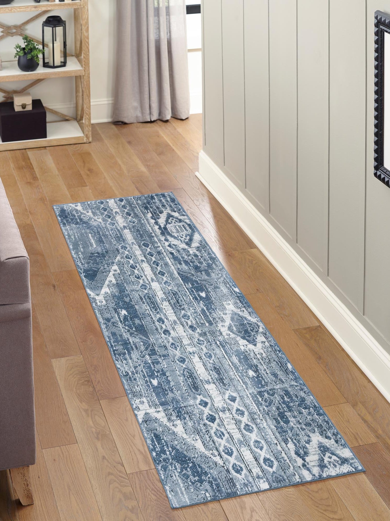 Blue Gray 2' x 8' Portland Runner Area Rug 85% Polypropylene & 15% Polyester Vintage Distressed Traditional Carpet for Home Decor for Sale at Rug Engine