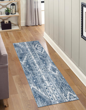 Blue Gray 2' x 8' Portland Runner Area Rug 85% Polypropylene & 15% Polyester Vintage Distressed Traditional Carpet for Home Decor for Sale at Rug Engine