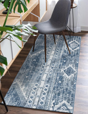 Blue Gray 2' x 8' Portland Runner Area Rug 85% Polypropylene & 15% Polyester Vintage Distressed Traditional Carpet for Home Decor for Sale at Rug Engine