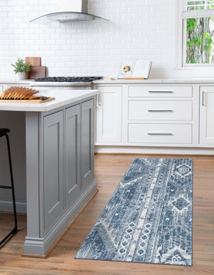 Blue Gray 2' x 6' 1 Portland Runner Area Rug 85% Polypropylene & 15% Polyester Vintage Distressed Traditional Carpet for Home Decor for Sale at Rug Engine