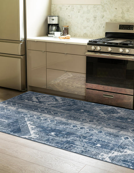 Blue Gray 2' x 8' Portland Runner Area Rug 85% Polypropylene & 15% Polyester Vintage Distressed Traditional Carpet for Home Decor for Sale at Rug Engine