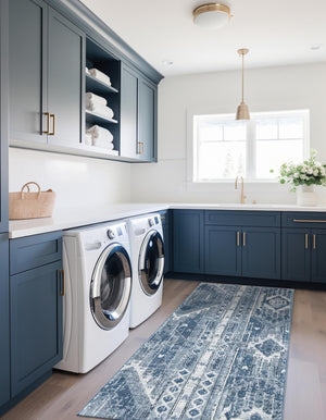 Blue Gray 2' x 8' Portland Runner Area Rug 85% Polypropylene & 15% Polyester Vintage Distressed Traditional Carpet for Home Decor for Sale at Rug Engine
