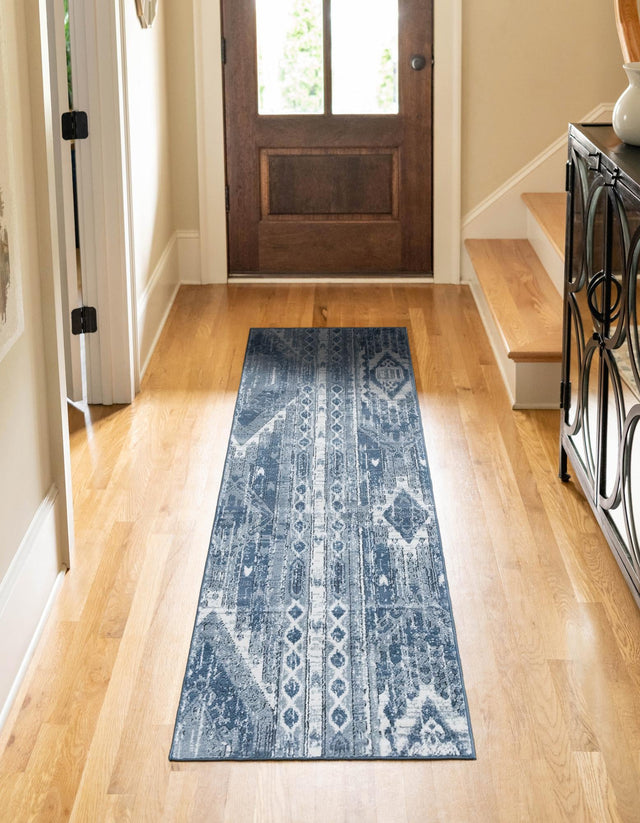 Blue Gray 2' x 6' 1 Portland Runner Area Rug 85% Polypropylene & 15% Polyester Vintage Distressed Traditional Carpet for Home Decor for Sale at Rug Engine