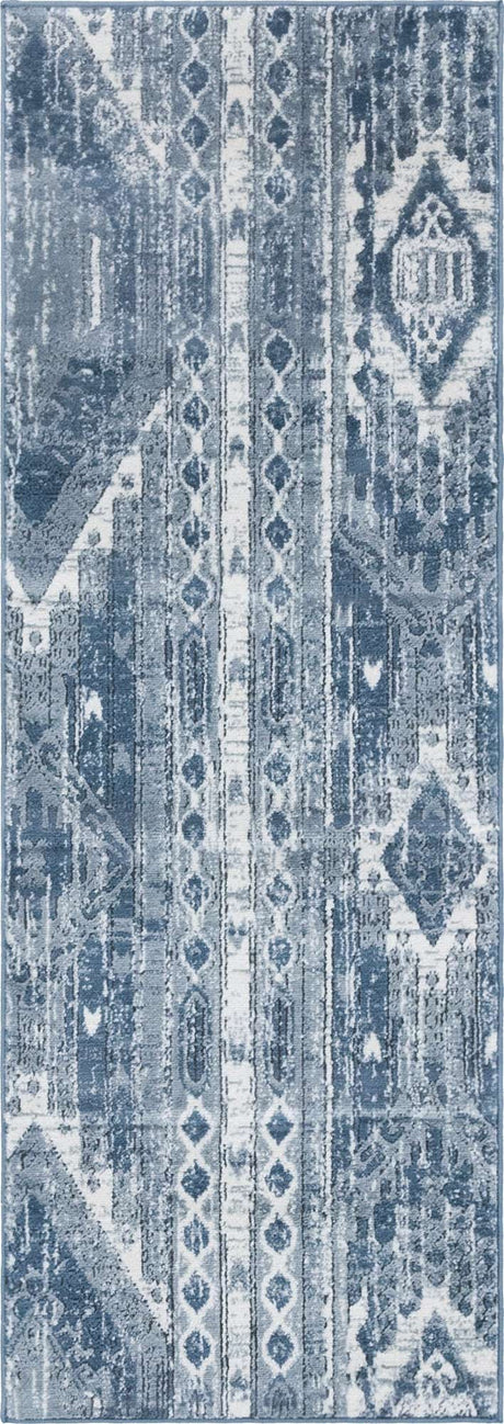 Blue Gray 2' x 6' 1 Portland Runner Area Rug 85% Polypropylene & 15% Polyester Vintage Distressed Traditional Carpet for Home Decor for Sale at Rug Engine