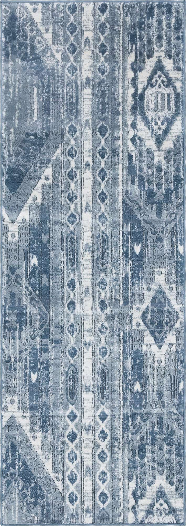 Blue Gray 2' x 6' 1 Portland Runner Area Rug 85% Polypropylene & 15% Polyester Vintage Distressed Traditional Carpet for Home Decor for Sale at Rug Engine