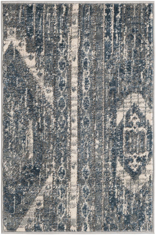 Blue Gray 2' 2 x 3' 1 Portland Rectangle Area Rug 85% Polypropylene & 15% Polyester Vintage Distressed Traditional Carpet for Home Decor for Sale at Rug Engine