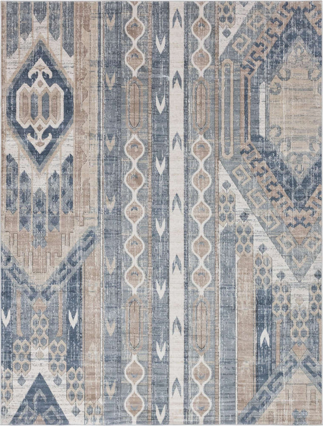 Navy Blue 9' x 12' Portland Rectangle Area Rug 85% Polypropylene & 15% Polyester Vintage Distressed Traditional Carpet for Home Decor for Sale at Rug Engine