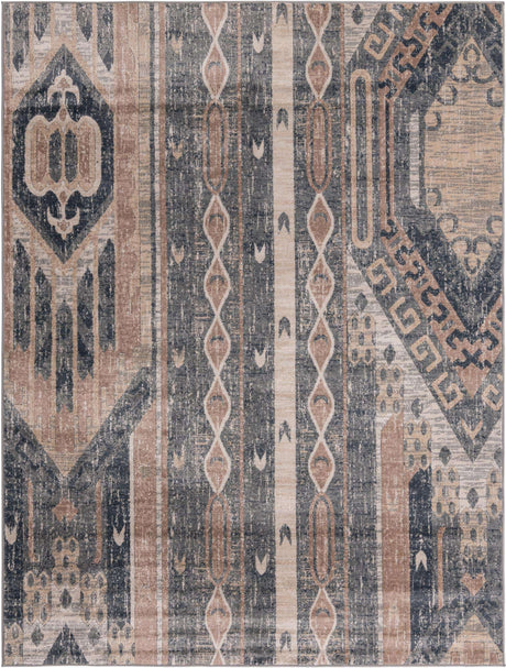 Navy Blue 7' 10 x 10' Portland Rectangle Area Rug 85% Polypropylene & 15% Polyester Vintage Distressed Traditional Carpet for Home Decor for Sale at Rug Engine