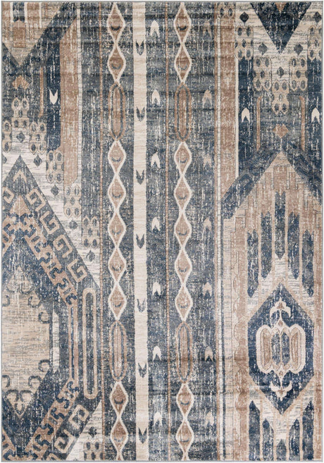 Navy Blue 7' 1 x 10' Portland Rectangle Area Rug 85% Polypropylene & 15% Polyester Vintage Distressed Traditional Carpet for Home Decor for Sale at Rug Engine