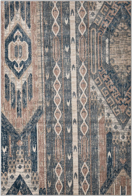 Navy Blue 6' 1 x 9' Portland Rectangle Area Rug 85% Polypropylene & 15% Polyester Vintage Distressed Traditional Carpet for Home Decor for Sale at Rug Engine