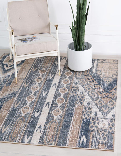 Navy Blue 6' 1 x 6' 1 Portland Square Area Rug 85% Polypropylene & 15% Polyester Vintage Distressed Traditional Carpet for Home Decor for Sale at Rug Engine