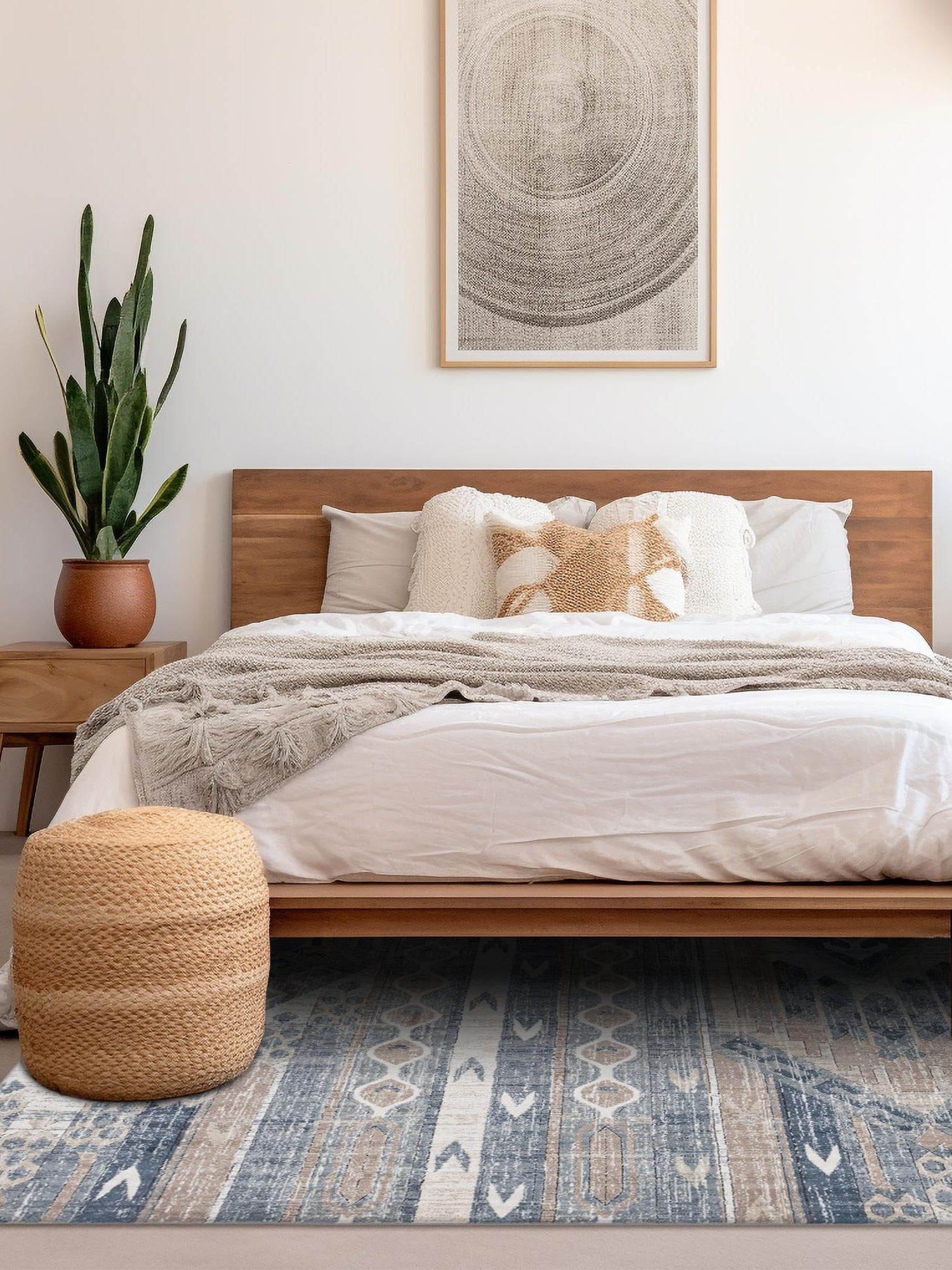 Navy Blue 7' 10 x 7' 10 Portland Square Area Rug 85% Polypropylene & 15% Polyester Vintage Distressed Traditional Carpet for Home Decor for Sale at Rug Engine