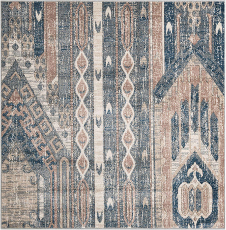 Navy Blue 6' 1 x 6' 1 Portland Square Area Rug 85% Polypropylene & 15% Polyester Vintage Distressed Traditional Carpet for Home Decor for Sale at Rug Engine