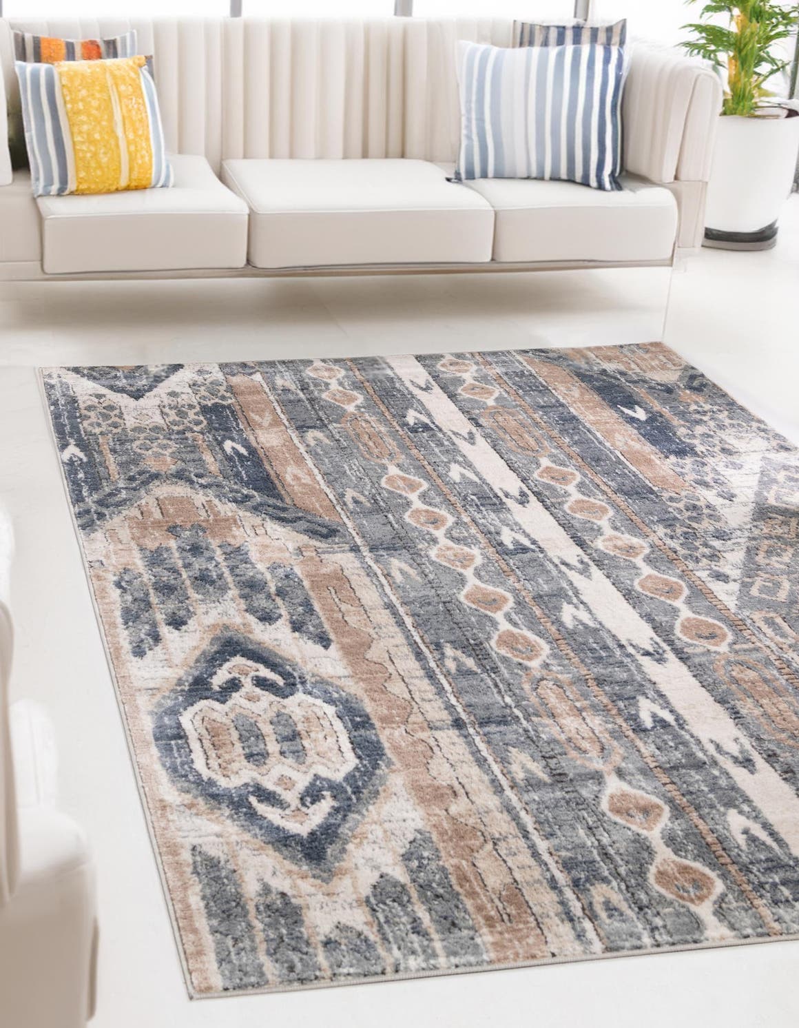 Navy Blue 6' 1 x 9' Portland Rectangle Area Rug 85% Polypropylene & 15% Polyester Vintage Distressed Traditional Carpet for Home Decor for Sale at Rug Engine