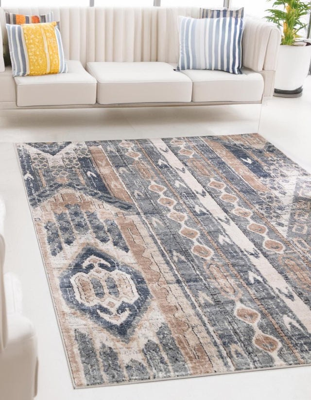 Navy Blue 6' 1 x 9' Portland Rectangle Area Rug 85% Polypropylene & 15% Polyester Vintage Distressed Traditional Carpet for Home Decor for Sale at Rug Engine