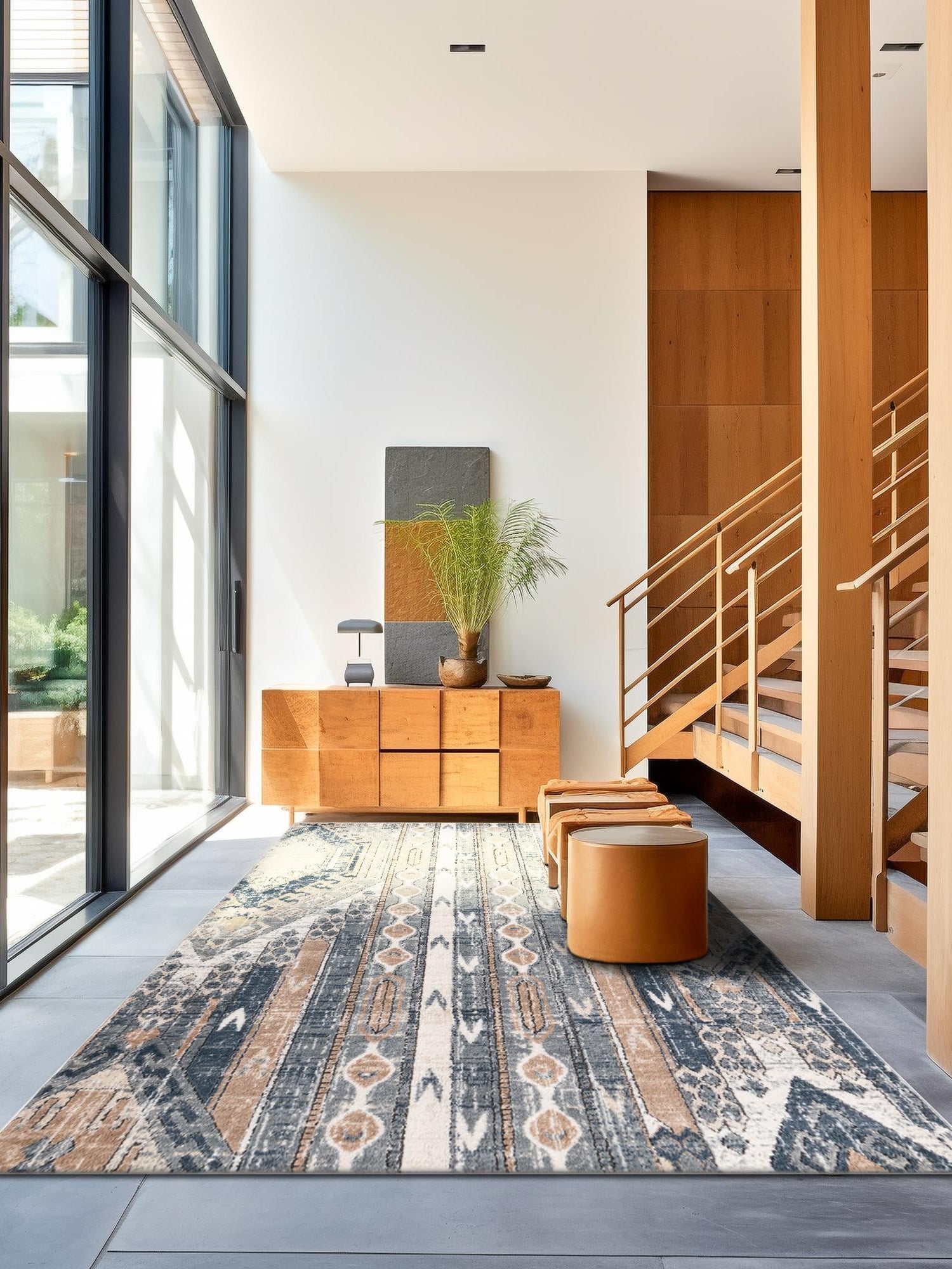 Navy Blue 4' 1 x 6' 1 Portland Rectangle Area Rug 85% Polypropylene & 15% Polyester Vintage Distressed Traditional Carpet for Home Decor for Sale at Rug Engine