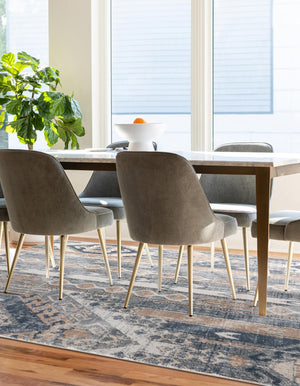 Navy Blue 7' 1 x 10' Portland Rectangle Area Rug 85% Polypropylene & 15% Polyester Vintage Distressed Traditional Carpet for Home Decor for Sale at Rug Engine