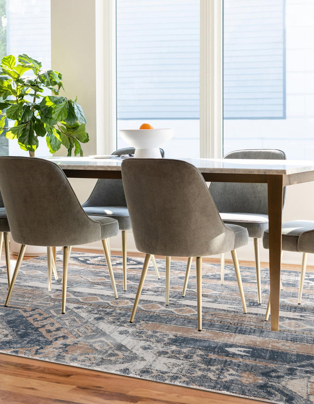 Navy Blue 10' x 14' 1 Portland Rectangle Area Rug 85% Polypropylene & 15% Polyester Vintage Distressed Traditional Carpet for Home Decor for Sale at Rug Engine