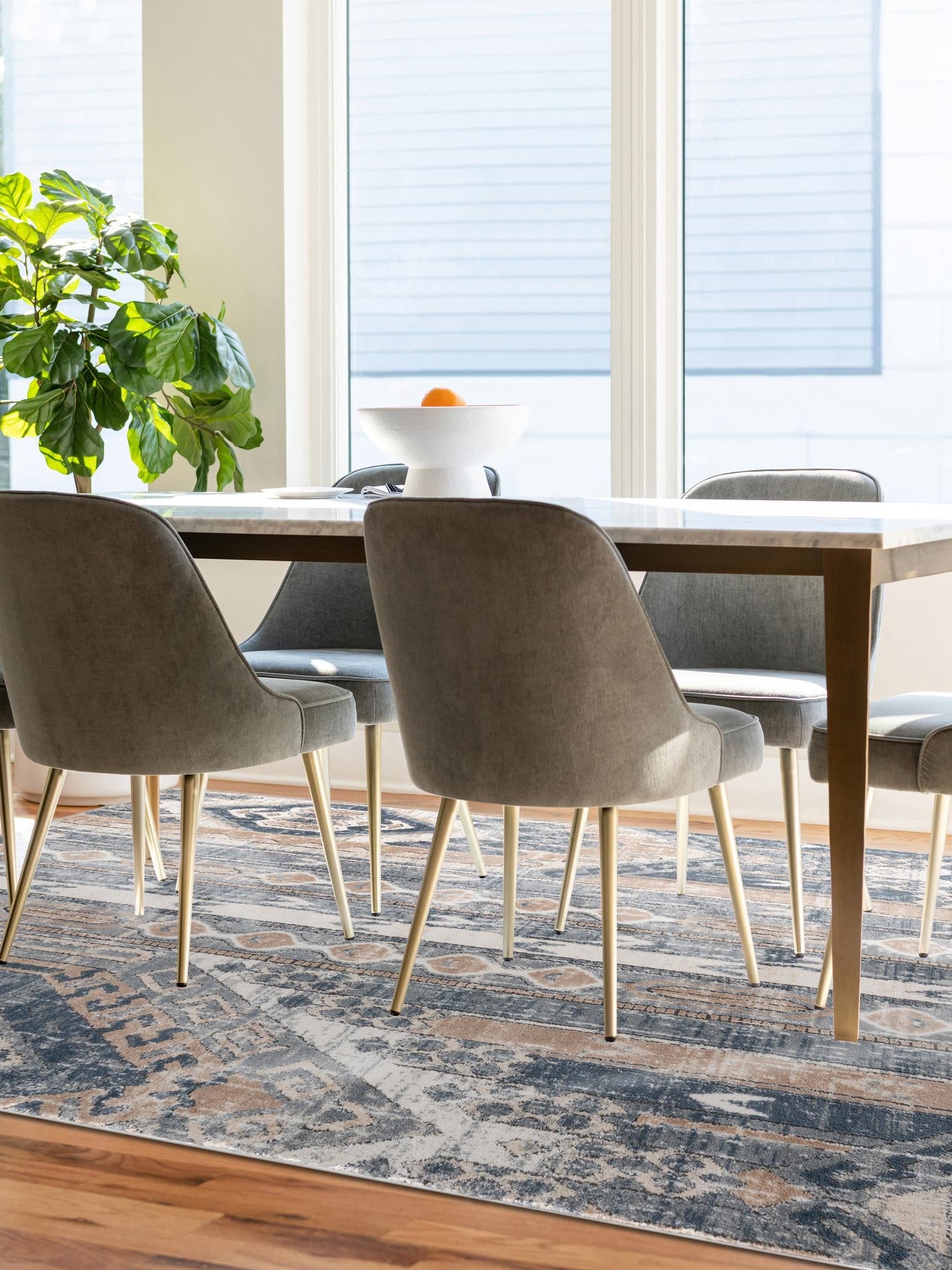 Navy Blue 4' 1 x 6' 1 Portland Rectangle Area Rug 85% Polypropylene & 15% Polyester Vintage Distressed Traditional Carpet for Home Decor for Sale at Rug Engine