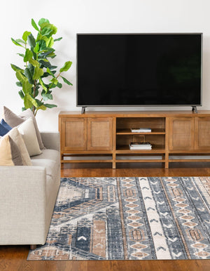 Navy Blue 10' x 13' 1 Portland Rectangle Area Rug 85% Polypropylene & 15% Polyester Vintage Distressed Traditional Carpet for Home Decor for Sale at Rug Engine