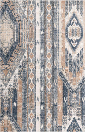 Navy Blue 5' 3 x 8' Portland Rectangle Area Rug 85% Polypropylene & 15% Polyester Vintage Distressed Traditional Carpet for Home Decor for Sale at Rug Engine