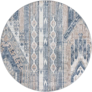 Navy Blue 5' 3 x 5' 3 Portland Round Area Rug 85% Polypropylene & 15% Polyester Vintage Distressed Traditional Carpet for Home Decor for Sale at Rug Engine