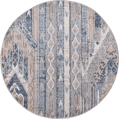 Navy Blue 3' 1 x 3' 1 Portland Round Area Rug 85% Polypropylene & 15% Polyester Vintage Distressed Traditional Carpet for Home Decor for Sale at Rug Engine