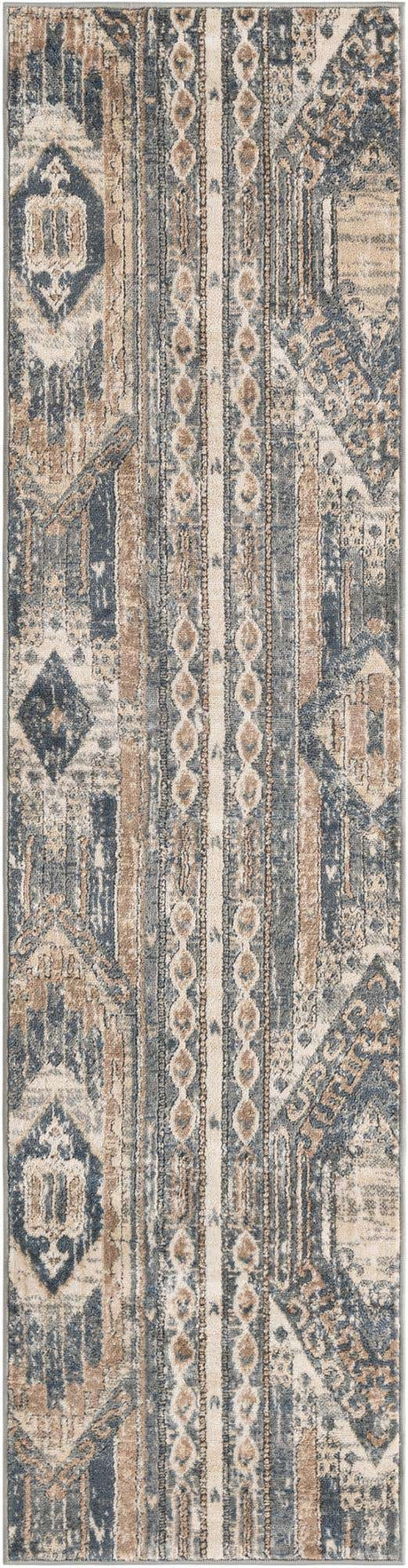 Navy Blue 2' x 8' Portland Runner Area Rug 85% Polypropylene & 15% Polyester Vintage Distressed Traditional Carpet for Home Decor for Sale at Rug Engine