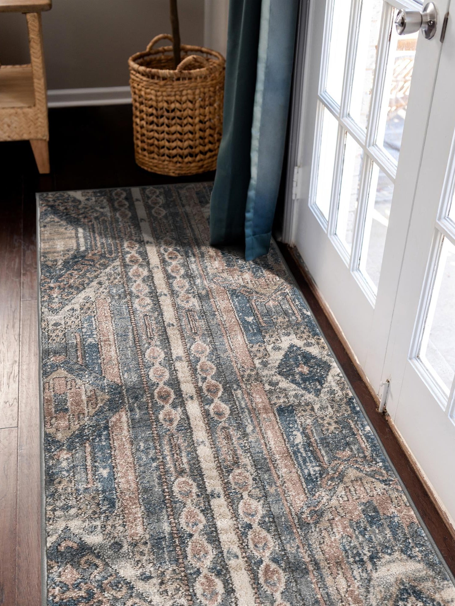 Navy Blue 2' x 8' Portland Runner Area Rug 85% Polypropylene & 15% Polyester Vintage Distressed Traditional Carpet for Home Decor for Sale at Rug Engine