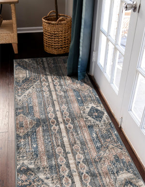 Navy Blue 2' x 6' 1 Portland Runner Area Rug 85% Polypropylene & 15% Polyester Vintage Distressed Traditional Carpet for Home Decor for Sale at Rug Engine