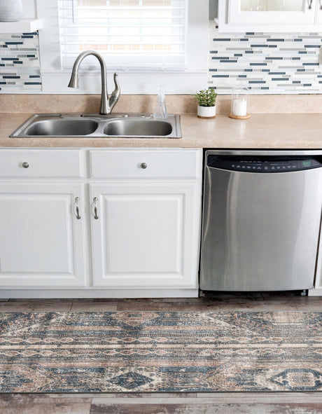 Navy Blue 2' 7 x 13' 1 Portland Runner Area Rug 85% Polypropylene & 15% Polyester Vintage Distressed Traditional Carpet for Home Decor for Sale at Rug Engine