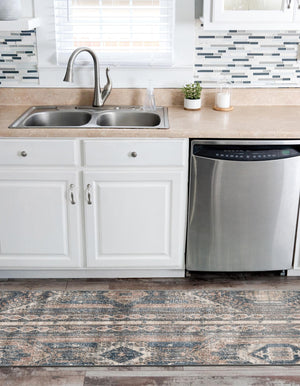 Navy Blue 2' x 6' 1 Portland Runner Area Rug 85% Polypropylene & 15% Polyester Vintage Distressed Traditional Carpet for Home Decor for Sale at Rug Engine