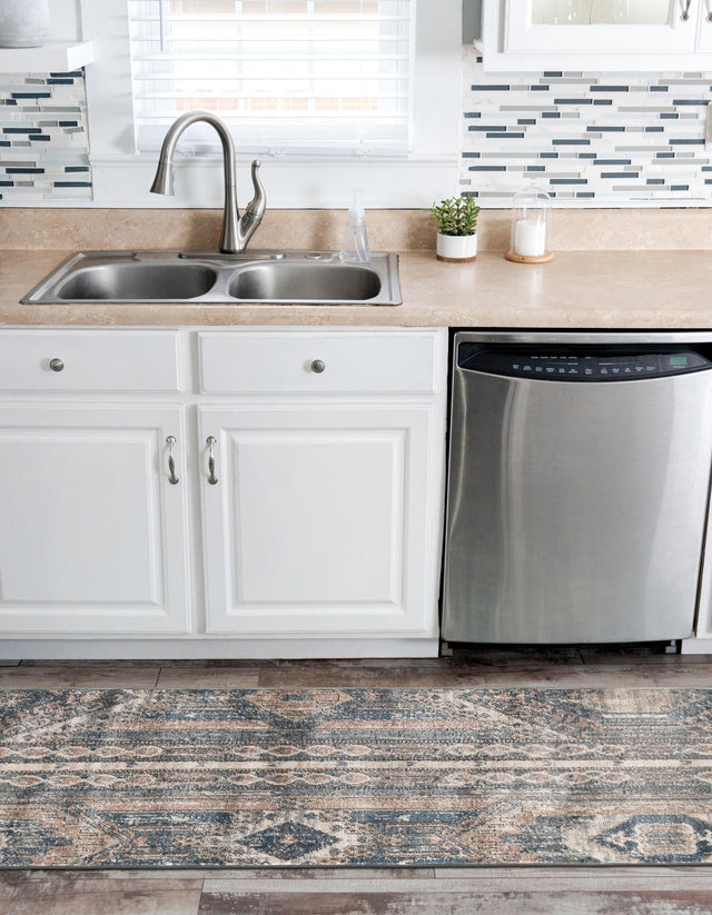 Navy Blue 2' x 6' 1 Portland Runner Area Rug 85% Polypropylene & 15% Polyester Vintage Distressed Traditional Carpet for Home Decor for Sale at Rug Engine