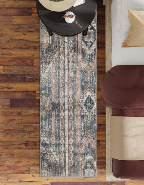 Navy Blue 2' 7 x 10' Portland Runner Area Rug 85% Polypropylene & 15% Polyester Vintage Distressed Traditional Carpet for Home Decor for Sale at Rug Engine