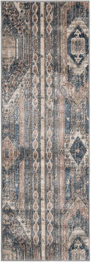 Navy Blue 2' x 6' 1 Portland Runner Area Rug 85% Polypropylene & 15% Polyester Vintage Distressed Traditional Carpet for Home Decor for Sale at Rug Engine