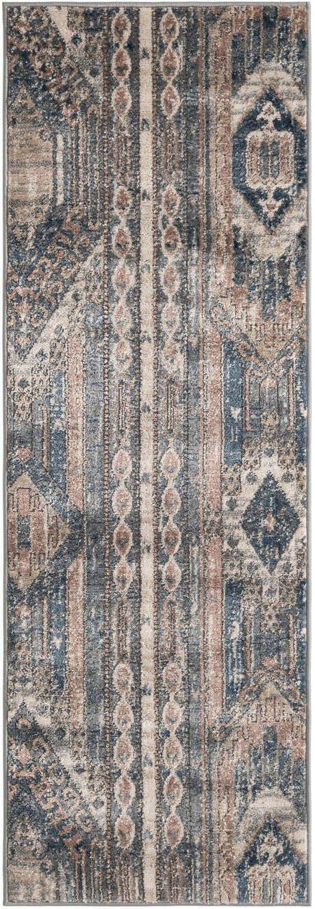 Navy Blue 2' x 6' 1 Portland Runner Area Rug 85% Polypropylene & 15% Polyester Vintage Distressed Traditional Carpet for Home Decor for Sale at Rug Engine