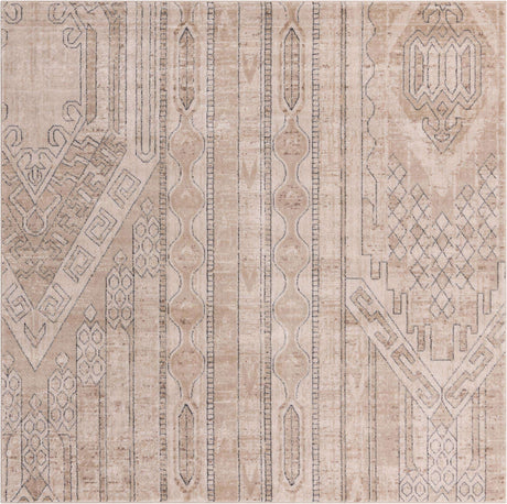Ivory 7' 10 x 7' 10 Portland Square Area Rug 85% Polypropylene & 15% Polyester Vintage Distressed Traditional Carpet for Home Decor for Sale at Rug Engine