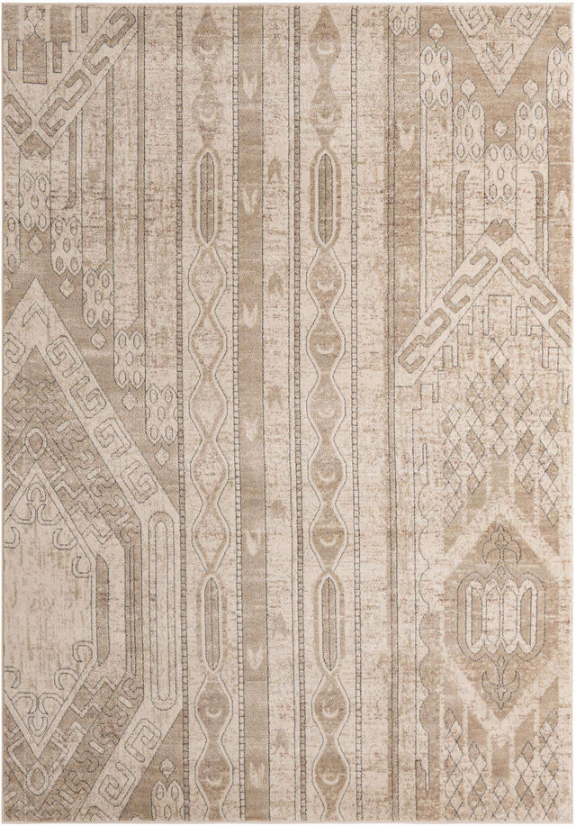 Ivory 7' 1 x 10' Portland Rectangle Area Rug 85% Polypropylene & 15% Polyester Vintage Distressed Traditional Carpet for Home Decor for Sale at Rug Engine