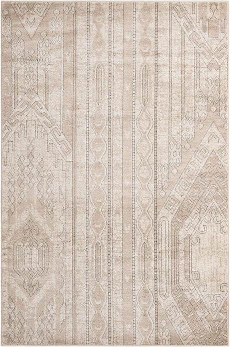 Ivory 6' 1 x 9' Portland Rectangle Area Rug 85% Polypropylene & 15% Polyester Vintage Distressed Traditional Carpet for Home Decor for Sale at Rug Engine