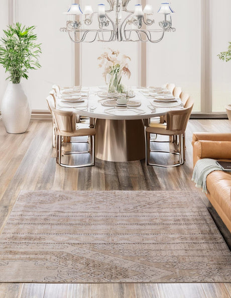 Ivory 7' 10 x 7' 10 Portland Square Area Rug 85% Polypropylene & 15% Polyester Vintage Distressed Traditional Carpet for Home Decor for Sale at Rug Engine