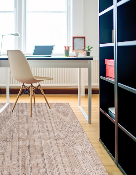 Ivory 7' 10 x 7' 10 Portland Square Area Rug 85% Polypropylene & 15% Polyester Vintage Distressed Traditional Carpet for Home Decor for Sale at Rug Engine