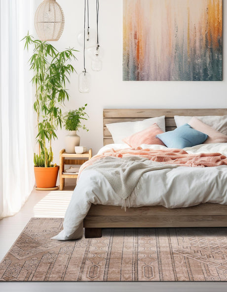 Ivory 7' 10 x 7' 10 Portland Square Area Rug 85% Polypropylene & 15% Polyester Vintage Distressed Traditional Carpet for Home Decor for Sale at Rug Engine