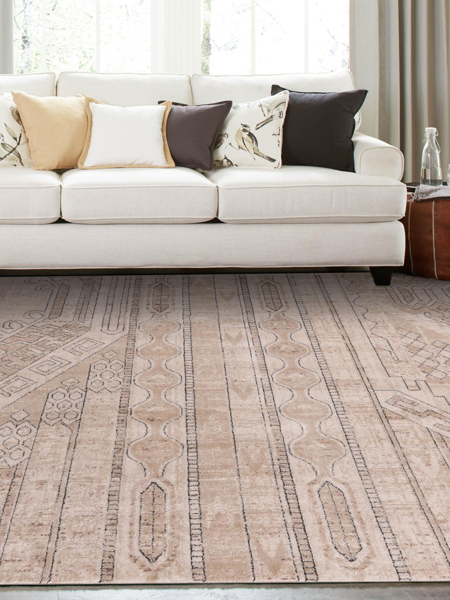 Ivory 6' 1 x 6' 1 Portland Square Area Rug 85% Polypropylene & 15% Polyester Vintage Distressed Traditional Carpet for Home Decor for Sale at Rug Engine